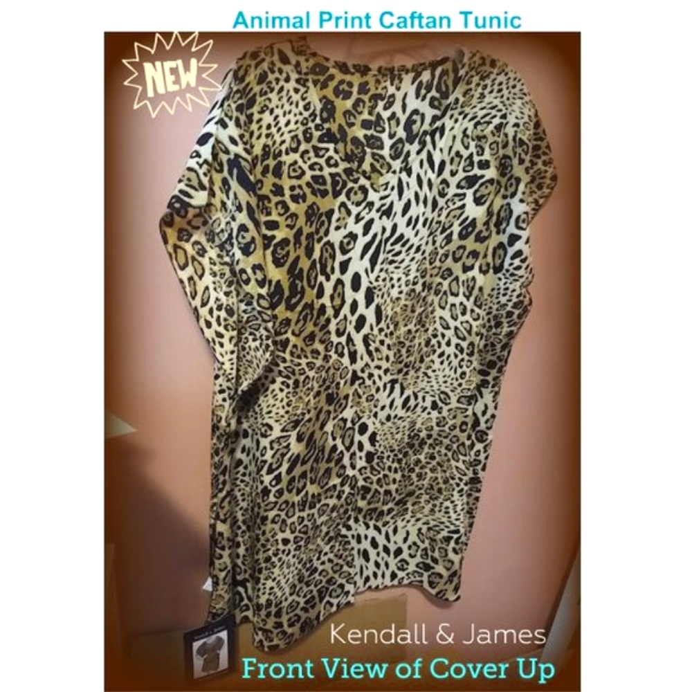 FREE Brown & Blk Animal Print Kendall & James Cover-up Poncho One Size - Picture 3 of 13
